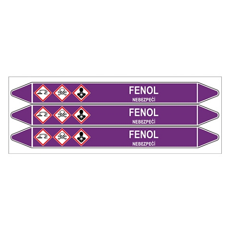 Značení potrubí, fenol,3 ks, 355 × 37 mm